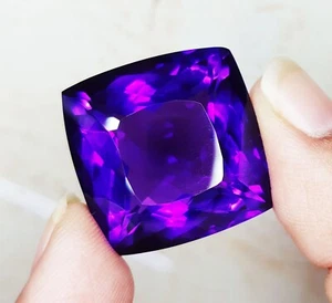 Natürlicher violetter Amethyst unbehandelter loser Edelstein 50 kt zertifiziertes Kissen O154 - Bild 1 von 11