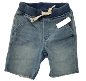 NWT Baby Gap Boy 4 4T Blue Light Wash Raw Hem Denim Shorts with Elastic Waist - Picture 1 of 7