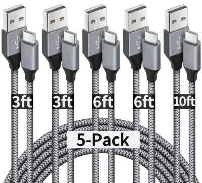 3Pack 3/6/10Ft USB to Type-C Cable Fast Charger Charging Data Sync Cord - Image 1 of 4