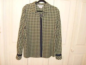 Damen Shirt von Carlisle, Gr. 18 100% Baumwolle, grün & dk. marine kariert - Bild 1 von 3