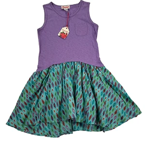 Siaomimi Girls 8 Purple Tank Green Blue Print Skirt Dress Pocket Sleeveless New - Picture 1 of 10