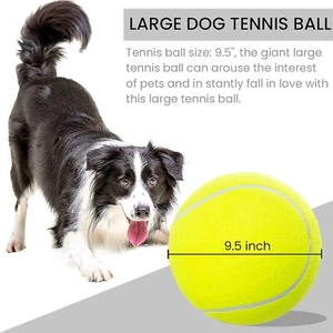 9.5" Gaint Tennis Ball for Dogs Inflatable Large Tennis Balls Puppy Ball Toys - Picture 1 of 10