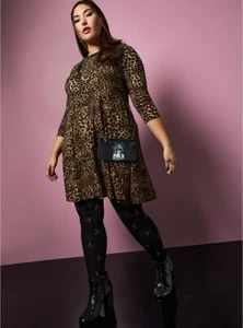 Vestido Torrid Betsey Johnson Leopardo Ponte Espalda Recorte Patinador Nuevo con Etiquetas Nuevo 6X - Imagen 1 de 8