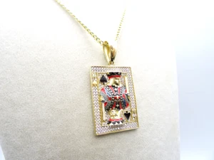 CIONDOLO POKER CARTE PIK RE IN ORO 585/14K CON INSERTO IN ZIRCONI - Foto 1 di 5