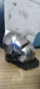 Casco Bascinet Medieval con Visera Siglo XIV SCA LARP - Imagen 1 de 3