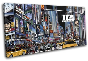 NYC New York Times Square Illustrated City SINGLE CANVAS WALL ART Picture Print - Picture 1 of 1