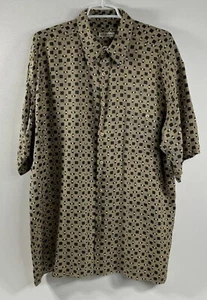 Burma Bibas Short Sleeve Mens Silk Shirt XL Geometric Print Business Grandpa - Picture 1 of 9