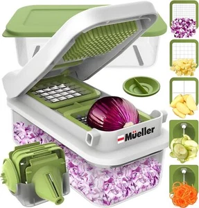 Mueller Pro-Series V Blade Veggie Chopper, Egg 5 Blade, White Sand/Green - Picture 1 of 7