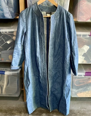 Michael Kors Womens Vintage Blue Denim Open Duster Jacket Size 8 Western - Image 1 of 4