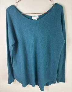Suéter 100 % cachemir verde azulado cuello redondo tejido suave talla L nuevo con etiquetas 14th & Union para mujer - Imagen 1 de 9