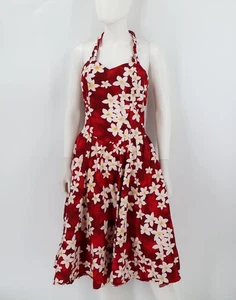Vintage Royal Creations Red Hibiscus Dress Midi Hawaiian Floral Size Large - Picture 1 of 8