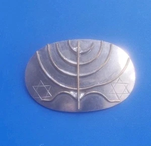 Vintage Silver / Gold Tone Menorah / Star of David Brooch Pin Pendant. Israel - Picture 1 of 4