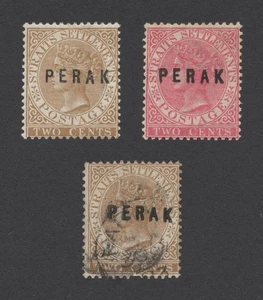RARE PERAK MALAYA STAMPS 1882-83 QV w DOUBLE SG #11A SIGNED STRAITS SETTLEMENTS - Picture 1 of 8