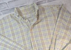 Mens Burberry Dress Shirt Long Sleeve Sz L Mint Green/Brown Plaid Made In USA - Picture 1 of 7