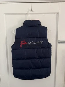 Y2K VTG FUBU Circa XCII Navy Blue Embroidered Full Zip Puffer Vest Boys 7 Large - Picture 1 of 5