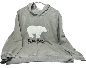 Felpa con cappuccio uomo Papa Bear grigia XL - Pullover accogliente con orsetto ricamato - Foto 1 di 5