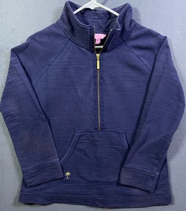 Maglione Lilly Pulitzer 1/4 oro zip taglia media manica lunga tasca blu cotone - Foto 1 di 14