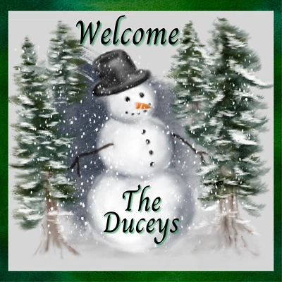 Welcome Snowman Sign or Door Hanger Personalization Available - Image 1 of 4