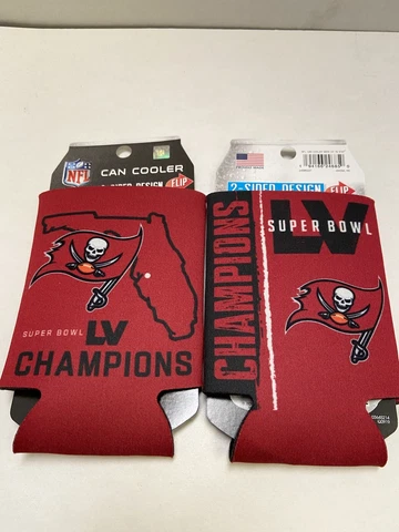 Tampa Bay Buccaneers NFL Super Bowl LV Champions 2 Sided Can Cooler (Set of 2) Cover