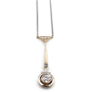 Art Deco 0.65 ct Diamant Lavalière Collier in Platin und Gold um 1920 - Picture 1 of 7