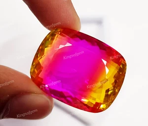 87 Ct Doublet Glass Stone Multi Color Tourmaline Cushion Stone Loose Gemstone - Picture 1 of 6