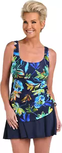 Shirred Skirted Swim Dress One Piece Swimsuit - Picture 1 of 3