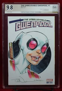 UNBELIEVABLE GWENPOOL PGX 9.8 NM/MT Near Mint Original Sketch Cover TODD NAUCK!! - Picture 1 of 4