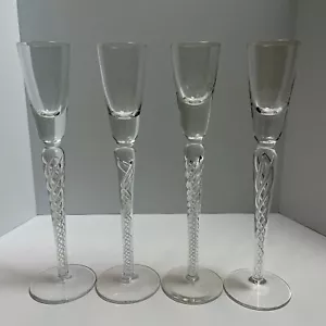Bohemia Crystal Crystalex Air Twist Stem Cordial Glasses 8.5” Tall VTG Set of 4 - Picture 1 of 6