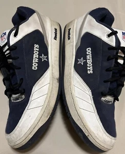 Dallas Cowboys Sneakers 13 Reebok NFL Blue Leather Shoes Vintage Free Shipping - Picture 1 of 10