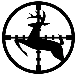 Deer Hunter Vinyl Decal, Bumper Sticker, Scope, Truck, Car, Windows, Outdoors - Picture 1 of 5