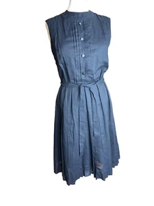 Vintage Gay Gibson Fit and Flare Black Dress  Bust 32” Pleated Skirt Sleeveless - Picture 1 of 14