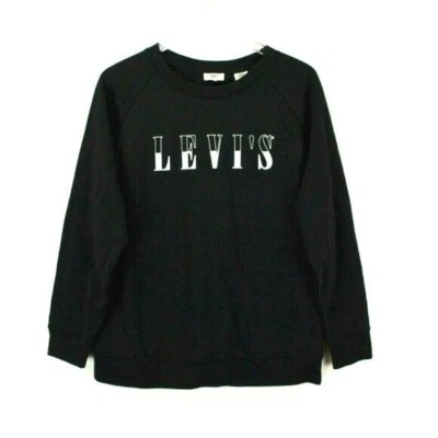 Sudadera Pullover Levi's 2X Negra Crew Manga Larga Logo Deporte Activo Atlético Foto 1 de 3