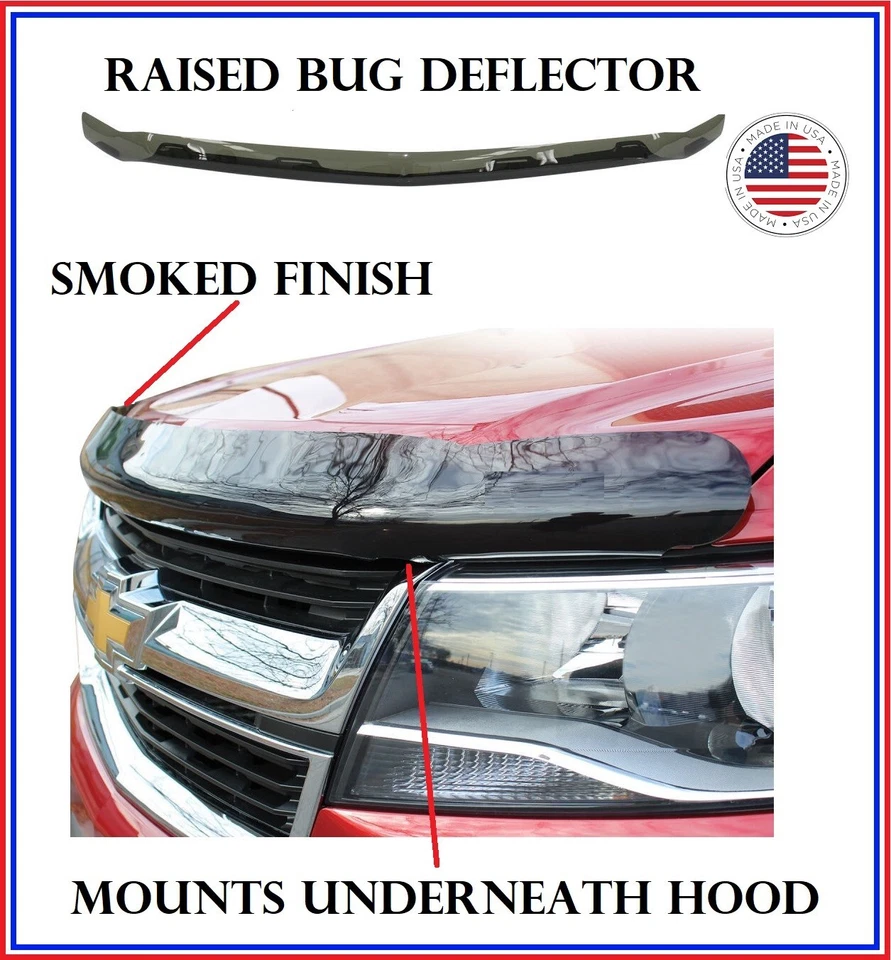 Compatível com Ford F150 2015-2020 RAISED GUARD defletor de capô protetor contra insetos fumê  - Imagem 1 de 1