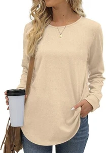 NWT Long Sleeve Creme Crewneck Top size XXL Casual Tunic Long Sleeve Sweatshirt - Picture 1 of 8