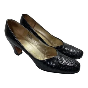 Andrew Geller Damen-Slipper-Pumps 7,5 AA schwarz aus Krokoleder - Bild 1 von 10
