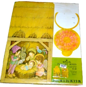 Children Christmas Nativity Gift Boxes 2 Hallmark Creche Manger Pic "N" Save Vtg - Picture 1 of 5