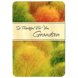 Happy THANKSGIVING Card FOR GRANDSON, Love & Gratitude by Hallmark + Envelope - Picture 1 of 5