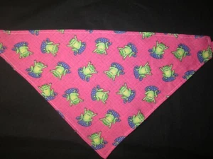 GREEN FROGS LILLY PADS HANDMADE TIE DOG BANDANA FOR MEDIUM to LARGE DOG - Picture 1 of 1