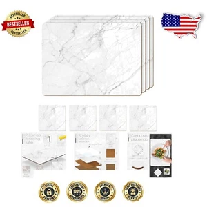 16”x12” Heat Resistant Cork Placemats with Matching Drink Coasters - Set of 4 - Picture 1 of 11