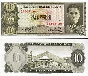 Bolivien 10 Bolivianos 1962, UNC, P-154a - Bild 1 von 3
