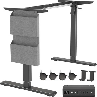 Marco de escritorio de pie patas ajustables eléctricas, base de escritorio de estación de trabajo con almacenamiento Foto 1 de 4