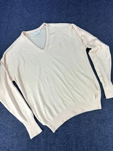 Vintage Christian Dior Sweater Mens Large Yellow V Neck Made In USA - Picture 1 of 8