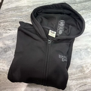 Harley Davidson Womens Hoodie 1W (18-20) Full Zip Embroidered  Logo Black EUC - Picture 1 of 11