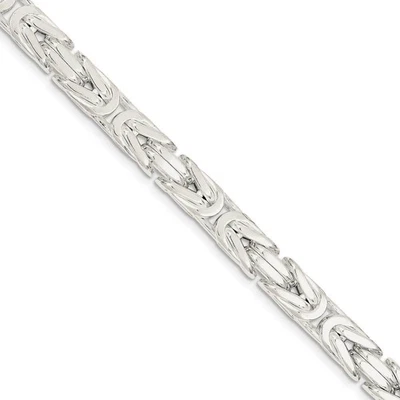 Mens 8.25mm Sterling Silver Square Solid Byzantine Chain Bracelet, 9in C8652-09 Foto 1 de 4