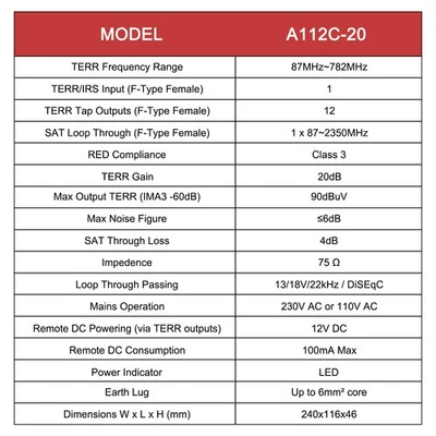 Amplificador de distribución de 12 vías para señales terrestres de TV y radio - YSKF Foto 1 de 4