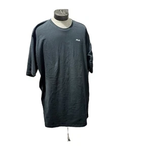 Fila Mens 100% Cotton Logo Crew Neck T-Shirt Short Sleeve Black Size 3XLT - Picture 1 of 6