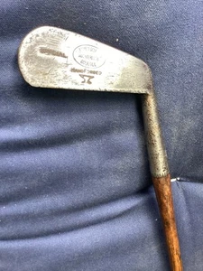Antique Hickory Wood Shaft Auchterlonie By Spalding Sm. Face Mid Iron Golf Club - Picture 1 of 5