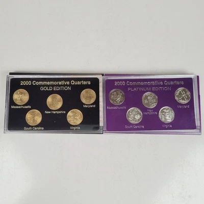 2- 2000 JUEGO DE 5 MONEDAS DE ORO Y PLATINO EDICIONES CUARTO DE ESTADO LIMITADO COMO NUEVO Foto 1 de 3