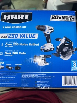 HART 20V 3-Tool Combo Kit, Drill, 6-1/2" Circular Saw, and LED Light 1 Each - Image 1 of 4