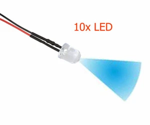 10x LED 10mm BLU trasparente 4,8 - 12 Volt già saldato illuminazione per il tuo RC - Foto 1 di 1